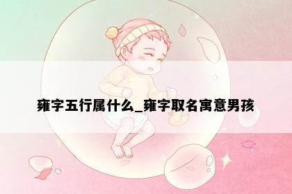 雍字五行属什么_雍字取名寓意男孩