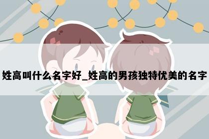 姓高叫什么名字好_姓高的男孩独特优美的名字