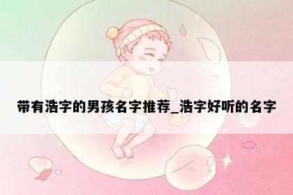 带有浩字的男孩名字推荐_浩字好听的名字