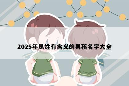 2025年凤姓有含义的男孩名字大全