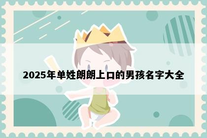 2025年单姓朗朗上口的男孩名字大全