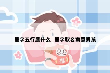呈字五行属什么_呈字取名寓意男孩