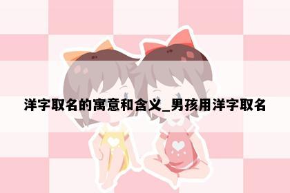 洋字取名的寓意和含义_男孩用洋字取名