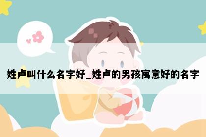姓卢叫什么名字好_姓卢的男孩寓意好的名字