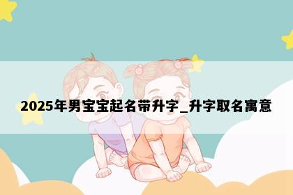 2025年男宝宝起名带升字_升字取名寓意