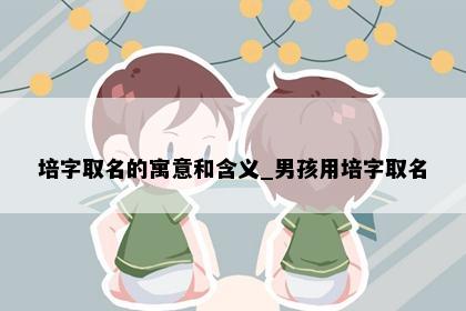 培字取名的寓意和含义_男孩用培字取名
